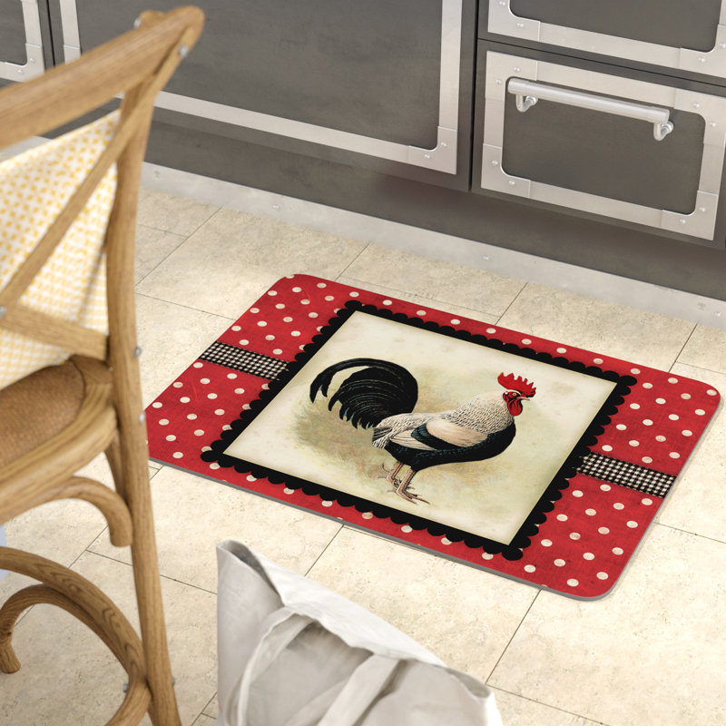 August Grove Twila Polka Dot Speckled Rooster Kitchen Mat & Reviews