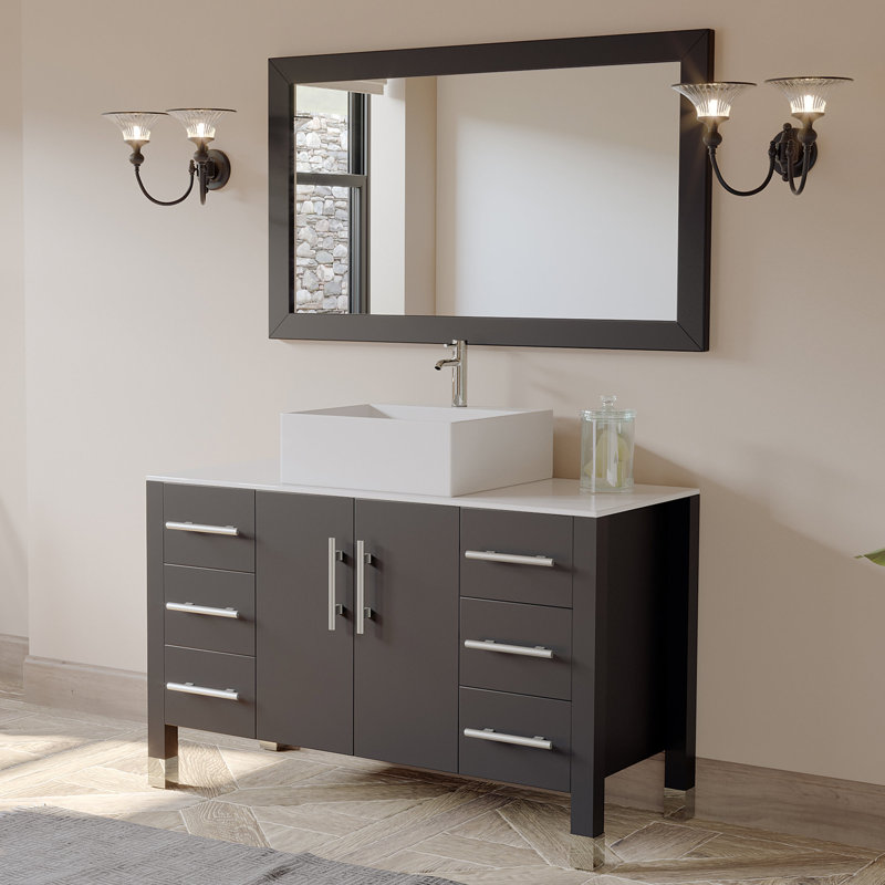 Cambridge Plumbing Magnolia 47" Single Bathroom Vanity Set with Mirror