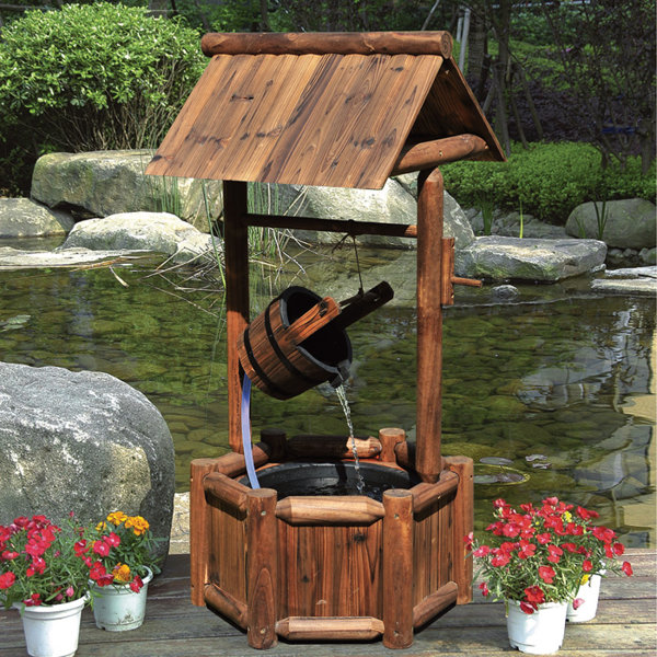 Piersurplus Wood Wishing Well Outdoor Water Fountain Reviews Wayfair