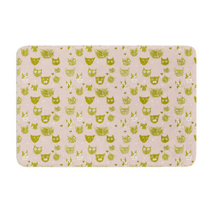 Marianna Tankelevich Vintage Cats Pattern Memory Foam Bath Rug