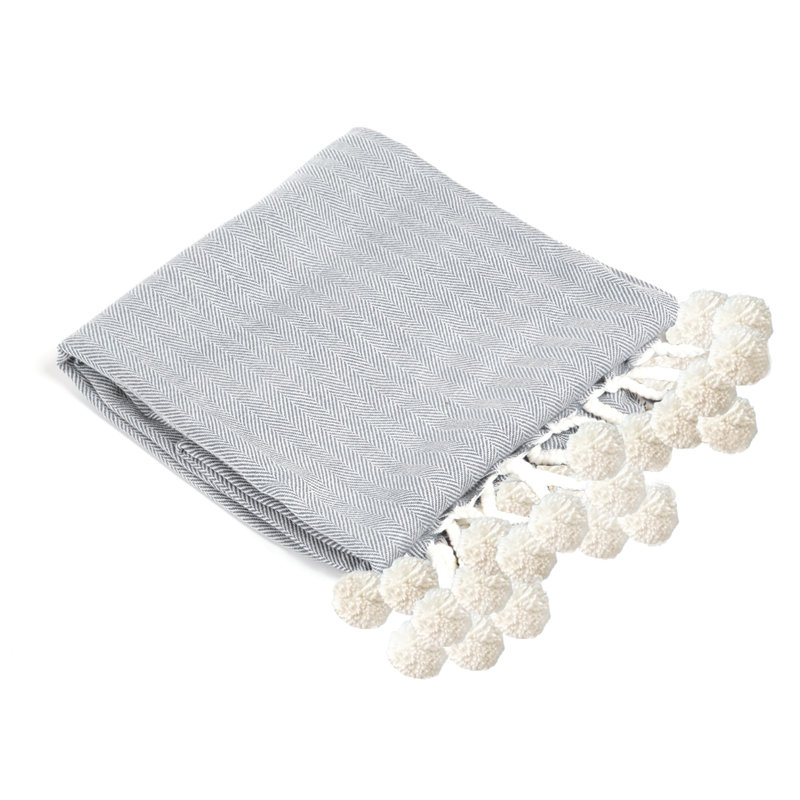 Pom Herringbone Throw