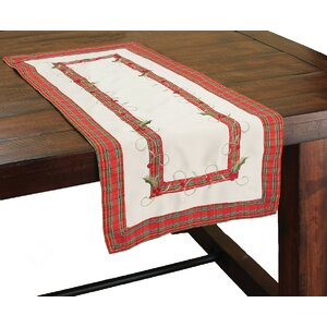 Tartan Ribbon Embroidered Holiday Table Runner