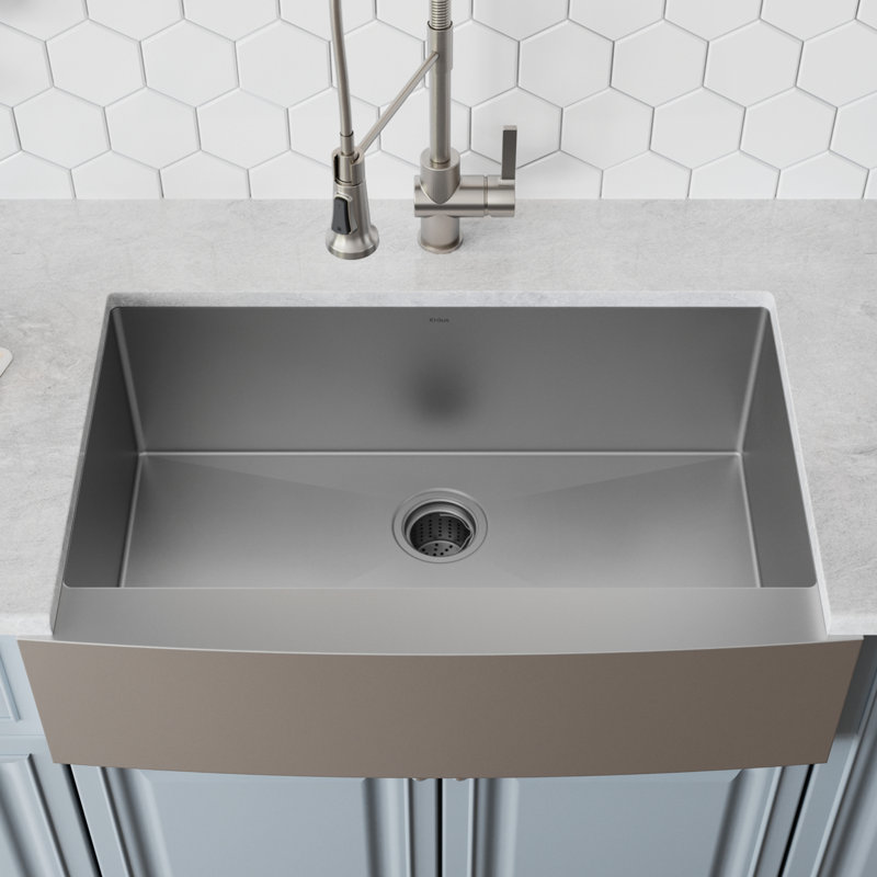 Kraus 33" x 21" Farmhouse Kitchen Sink with Drain Assembly ...