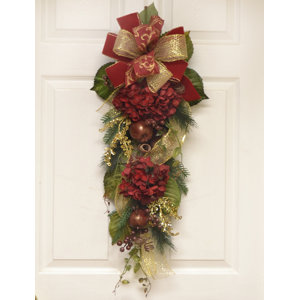 Burgundy Hydrangea Winter Door Swag