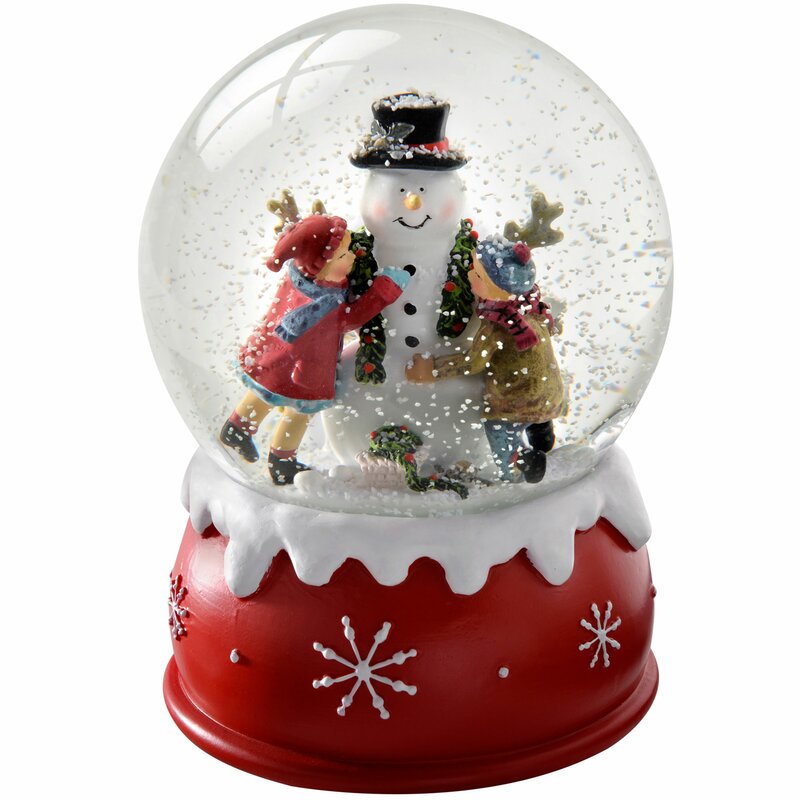 The Seasonal Aisle Children and Snowman Christmas Snow Globe | Wayfair ...