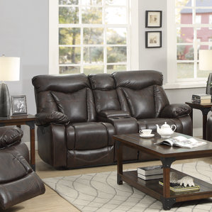 Breezeknoll Power Leather Reclining Sofa by Loon Peak