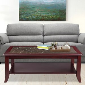 Claude Natural Marble Top Wood Coffee Table