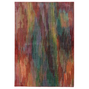 Prismatic Abstract Red Area Rug