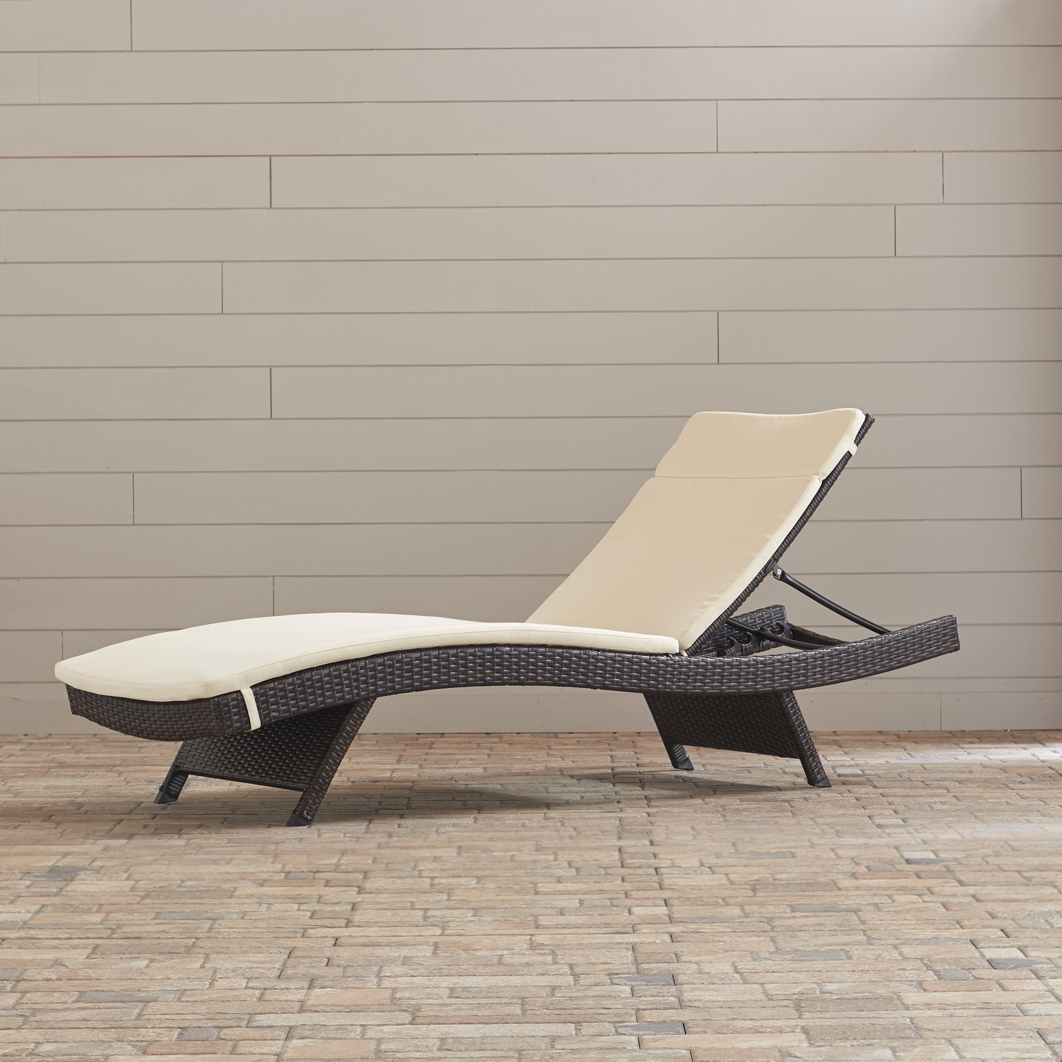 Brayden Studio Garry Wicker Adjustable Chaise Lounge With Cushion