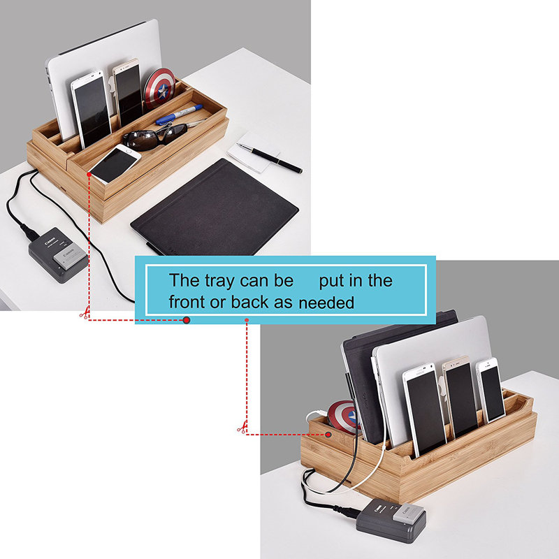 Rebrilliant 3 Piece EcoFriendly Bamboo Multi Device Organizer Charging