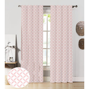 Pinwheel Geometric Semi-Sheer Rod pocket Curtain Panel (Set of 2)