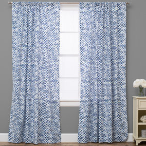 Pebble Geometric Semi-Sheer Rod Pocket Single Curtain Panel