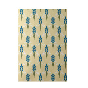 Friendship Floral Geometric Print Yellow Indoor/Outdoor Area Rug