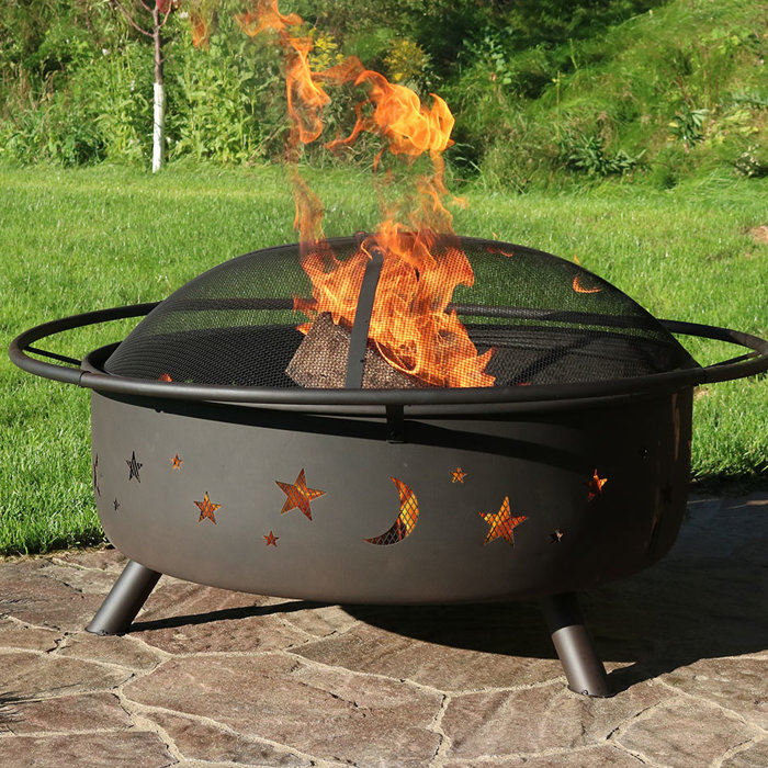 August Grove Furness Stainless Steel Wood Burning Fire Pit