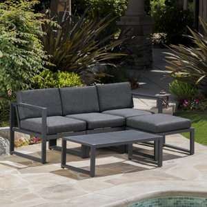 Denisse Outdoor 5 Piece Sectional Set with Cushions