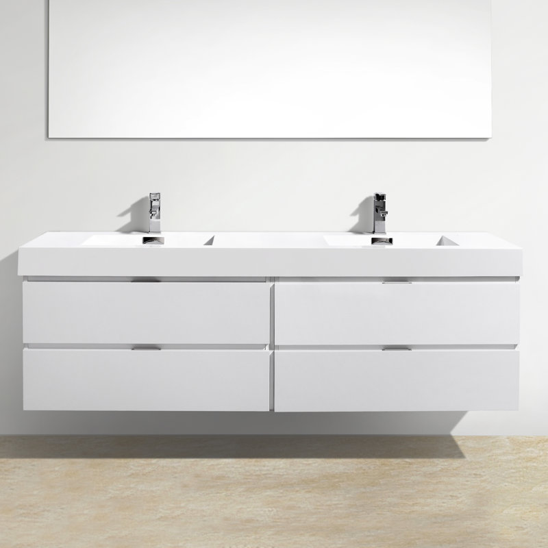 Wade Logan Tenafly 72" Wall Mount Double Bathroom Vanity ...
