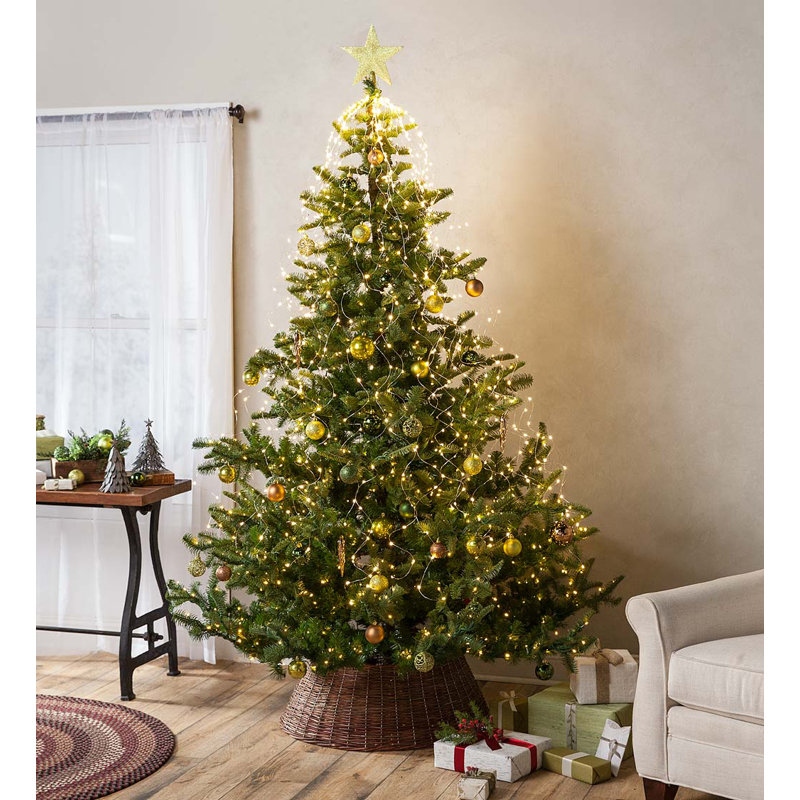 Plow & Hearth Nordmann Green Fir Artificial Christmas Tree with White