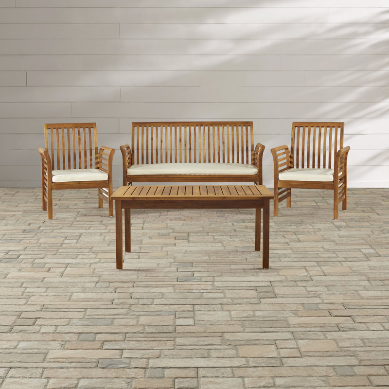 Beachcrest Home Elmhurst 4 Piece Sofa Set with Cushions & Reviews Wayfair