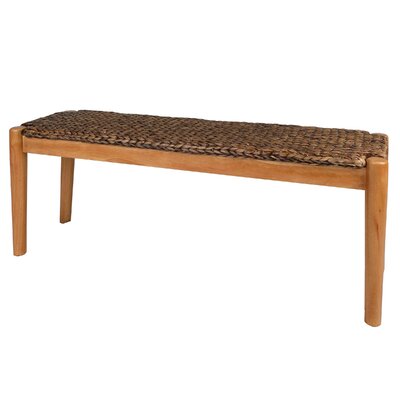 August Grove Harlowe Wicker Bench  Color: Dark Natural Wood Finish Frame with Water Hyacinth