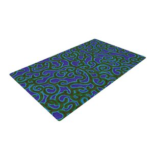 NL Designs Swirling Vines Blue/Green Area Rug