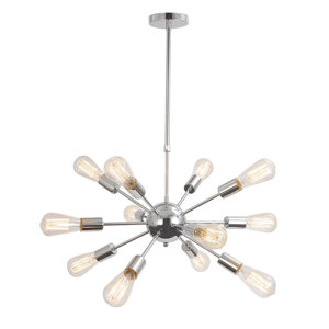 Vintage Metal Hanging Ceiling 12-Light Sputnik Chandelier