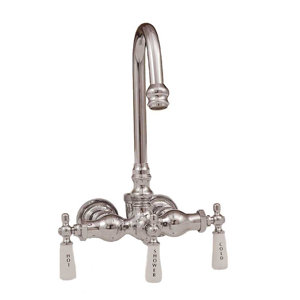 3 Handle Tub Diverter Faucet Valve with Gooseneck Spout