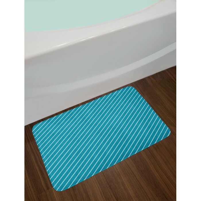 East Urban Home Geometric Bath Mat Diagonal Striped Pattern