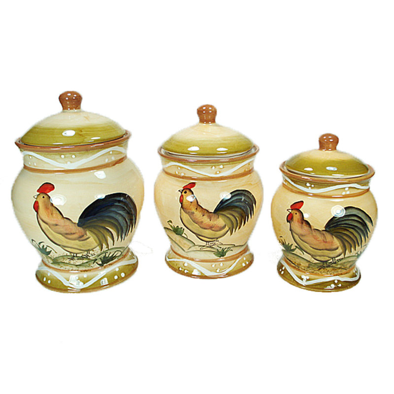D'lusso Designs Ceramic Fruit 3 Piece Kitchen Canister Set & Reviews