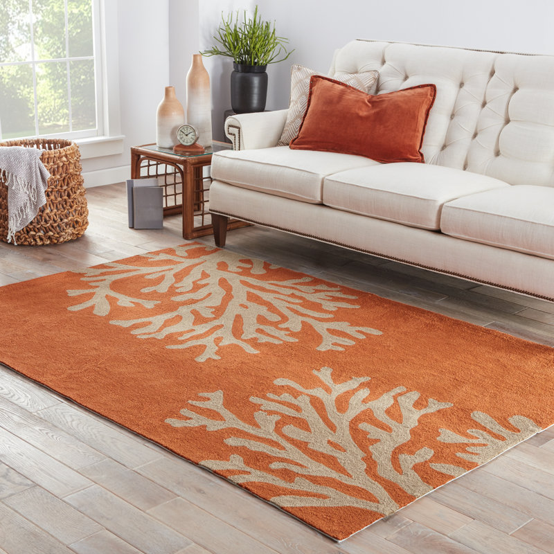The Conestoga Trading Co. Hooked Orange Indoor/Outdoor Area Rug
