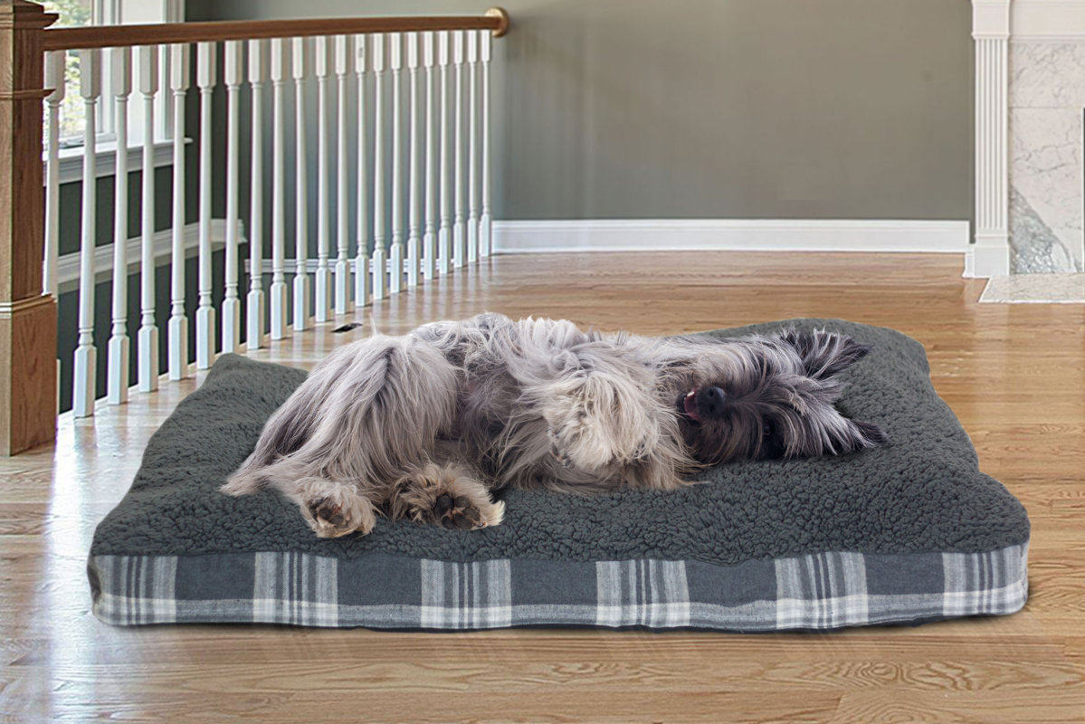 FurHaven Faux Sheepskin and Plaid Deluxe Dog Pillow & Reviews Wayfair