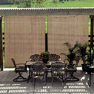 Outdoor Blinds Shades You Ll Love Wayfair Semi Sheer Mocha Outside Roller Shade