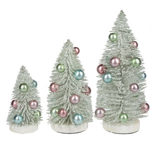 Holly Dazzle 3 Piece Bottle Brush Artificial Pine Tree Set Holly Dazzle 3 Piece Bottle Brush Artificial Pine Tree Set