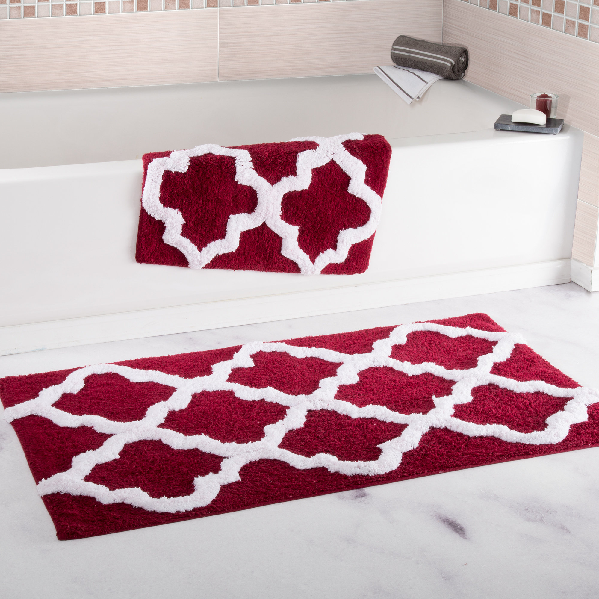 PLYH 2 Piece Cotton Trellis Bath Rug Set Wayfair