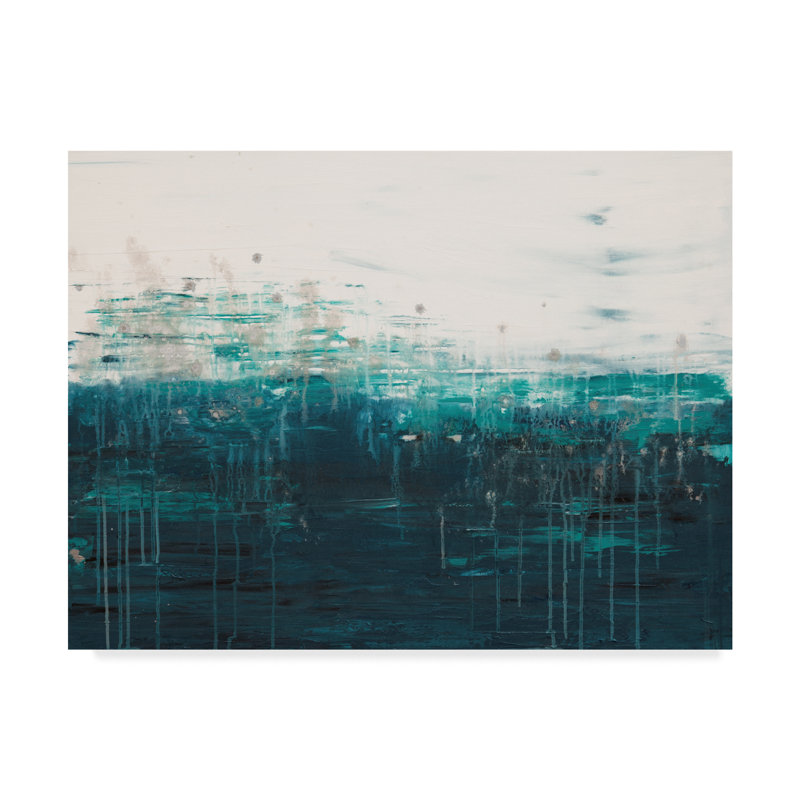 Lithosphere White Dark Blue Acrylic Painting Print On Wrapped