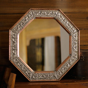 Copper Framed Mirror Wayfair Perfection Repoussé Hammered Copper Frame Wall Mirror