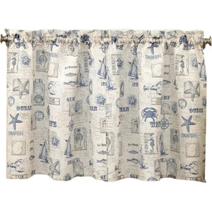 By The Sea Printed Ocean Beach Kitchen Tier Curtain (Set of 2)