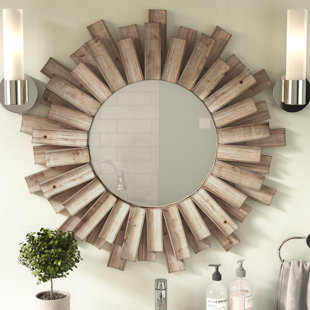 Round Reclaimed Wood Mirror Wayfair Perillo Burst Wood Accent Mirror