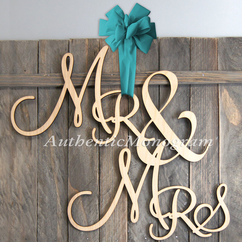 Amonogramartunlimited Mr And Mrs Painted Wooden Monogram Wall Decor Mr And Mrs Painted Wooden Monogram Wall Decor