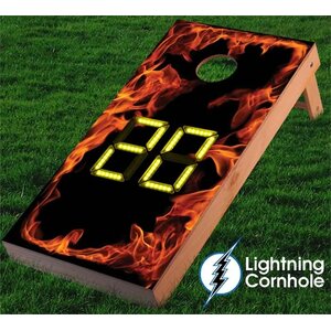 Electronic Scoring Flaming Cornhole Board