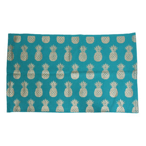 Amia Pineapple Foil Printed Blue/Dark Gold Indoor Area Rug