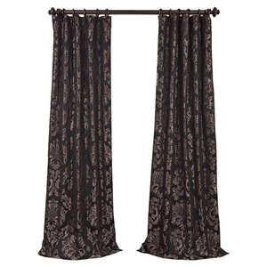 Astoria Damask Faux Silk Jacquard Rod Pocket Single Curtain Panel
