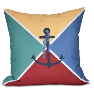 Hancock Anchor Flag Geometric Print Outdoor Throw Pillow