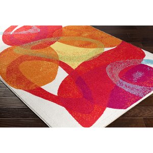 Dillsboro Neutral/Red Abstract Area Rug