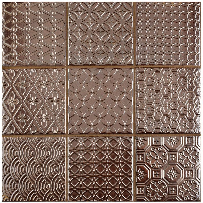 Elitetile Vigor 3 88 X Porcelain Mosaic Tile In Copper Vigor 3 88 X Porcelain Mosaic Tile In Copper