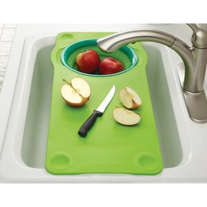 Over the Sink Cutting Board with Collapsible Colander