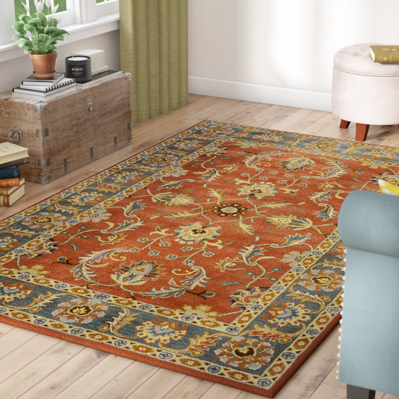 Waterston HandTufted Wool Burnt Orange/Dark Brown Area Rug & Reviews