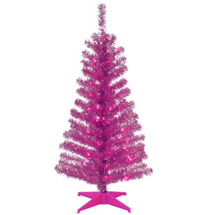 Pink Small Christmas Trees You Ll Love Wayfair Tinsel Trees 4 Pink Artificial Christmas Tree With Plastic Stand