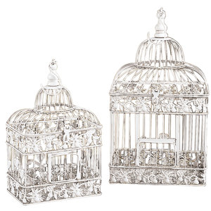 2 Piece Decorative Hanging Bird Cage Set