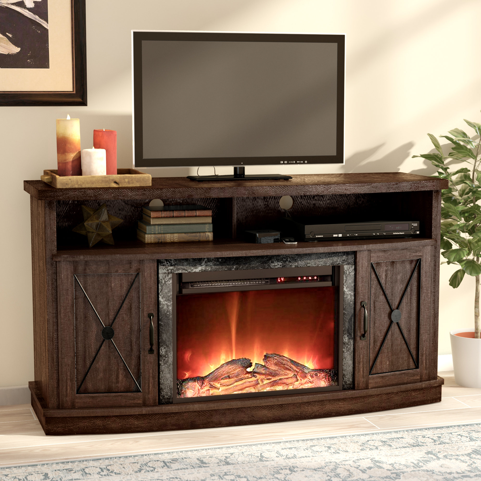 Darby Home Co Schuyler Tv Stand For Tvs Up To 60 With Electric Darby Home Co Schuyler Tv Stand For Tvs Up To 60 With Electric Fireplace Reviews Wayfair