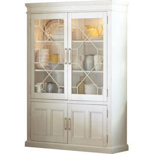 Display Cabinets China Joss Main Lisbon Solid Rubberwood Lighted China Cabinet